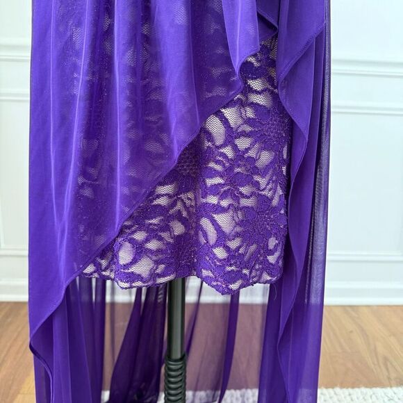 Morgan & Co. Keyhole High Low Purple Open Back Dress 11 12 M - Picture 6 of 9